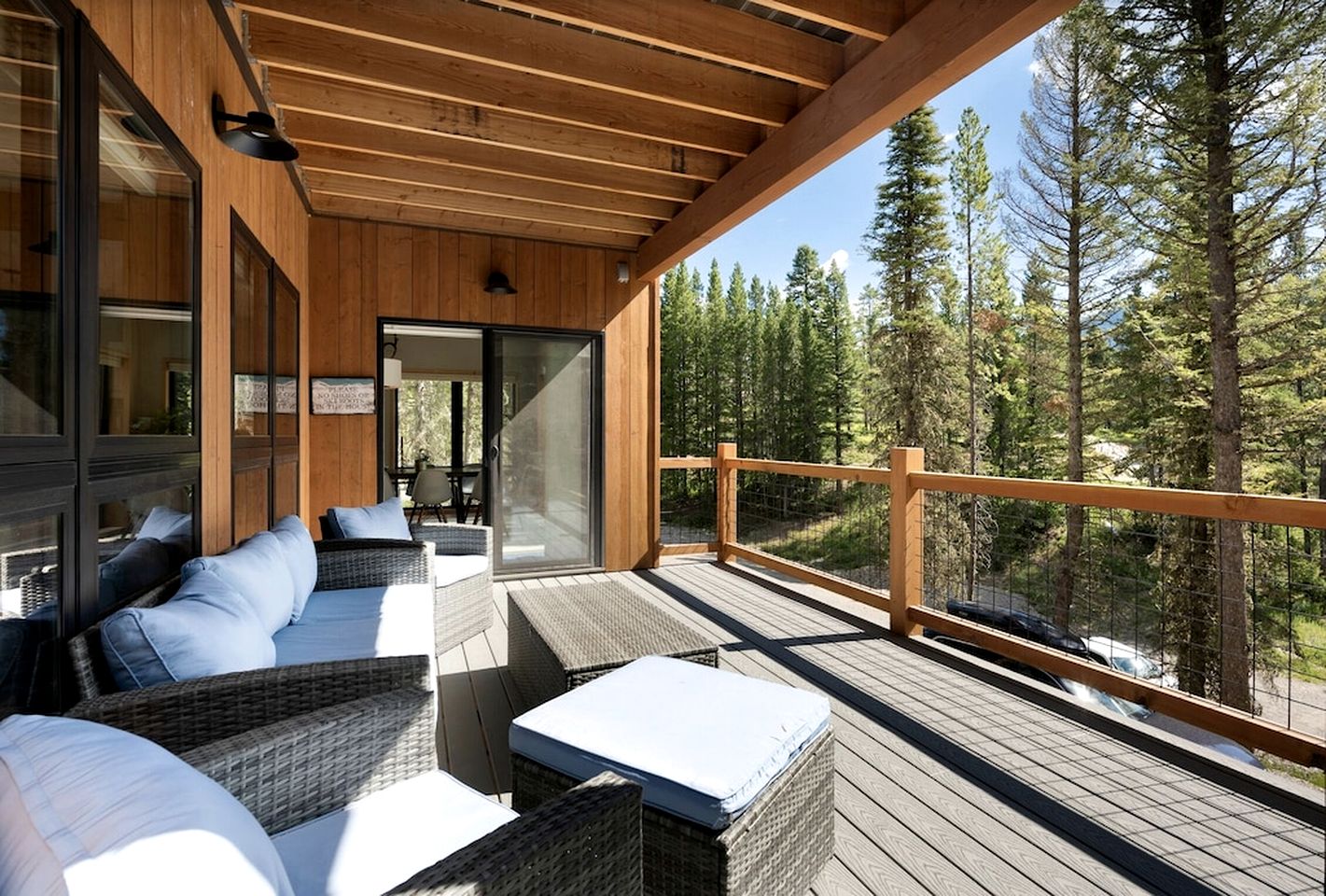 Mountain Cabin with Elegant Chic Interior and Deck in Montana