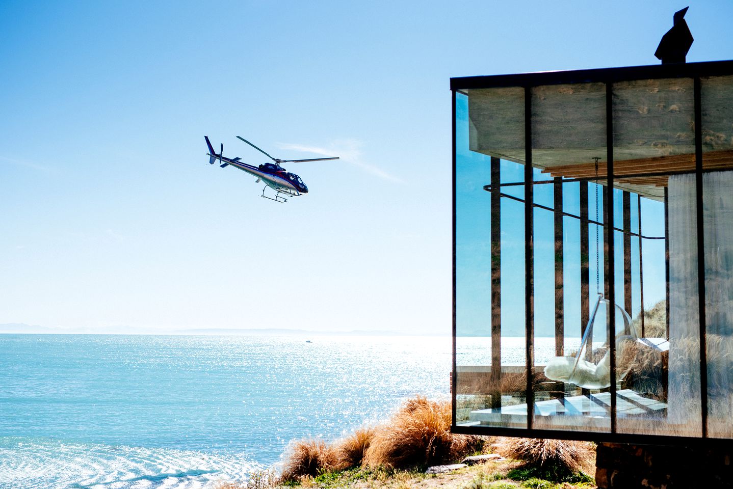 Isolated Oceanfront Luxury Villa with Glass Walls near Christchurch, New Zealand