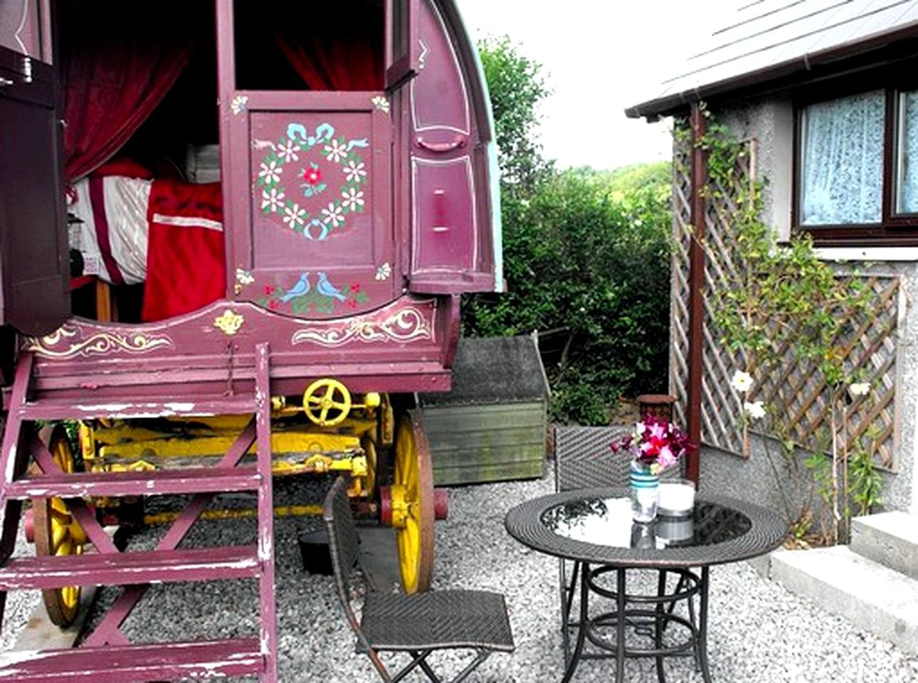 Antique Gypsy Caravan Surrounded by the Beautiful Welsh Countryside
