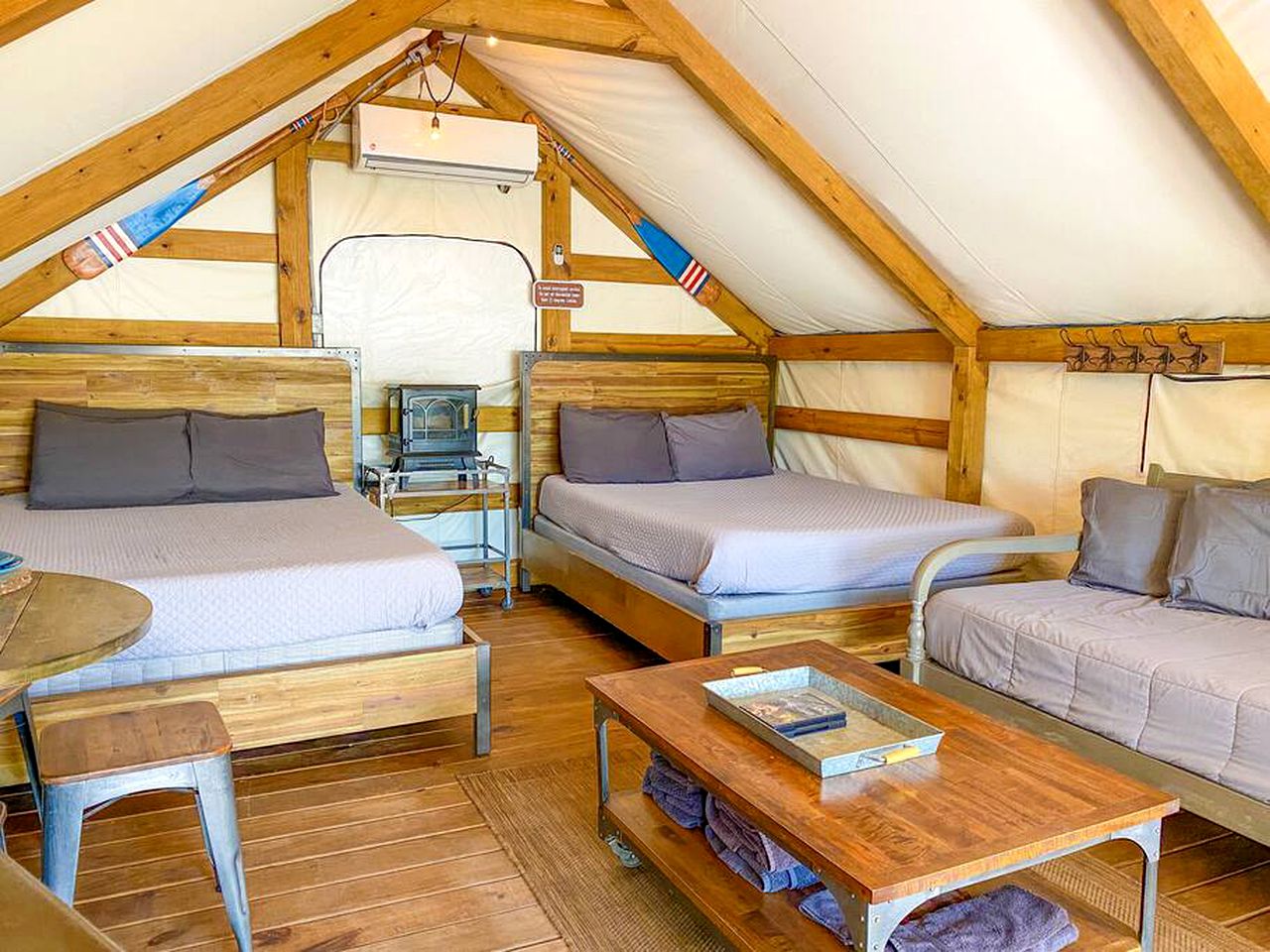 Awesome Glamping Getaways in Texas in this Cozy Tented Cabin near Geronimo Creek