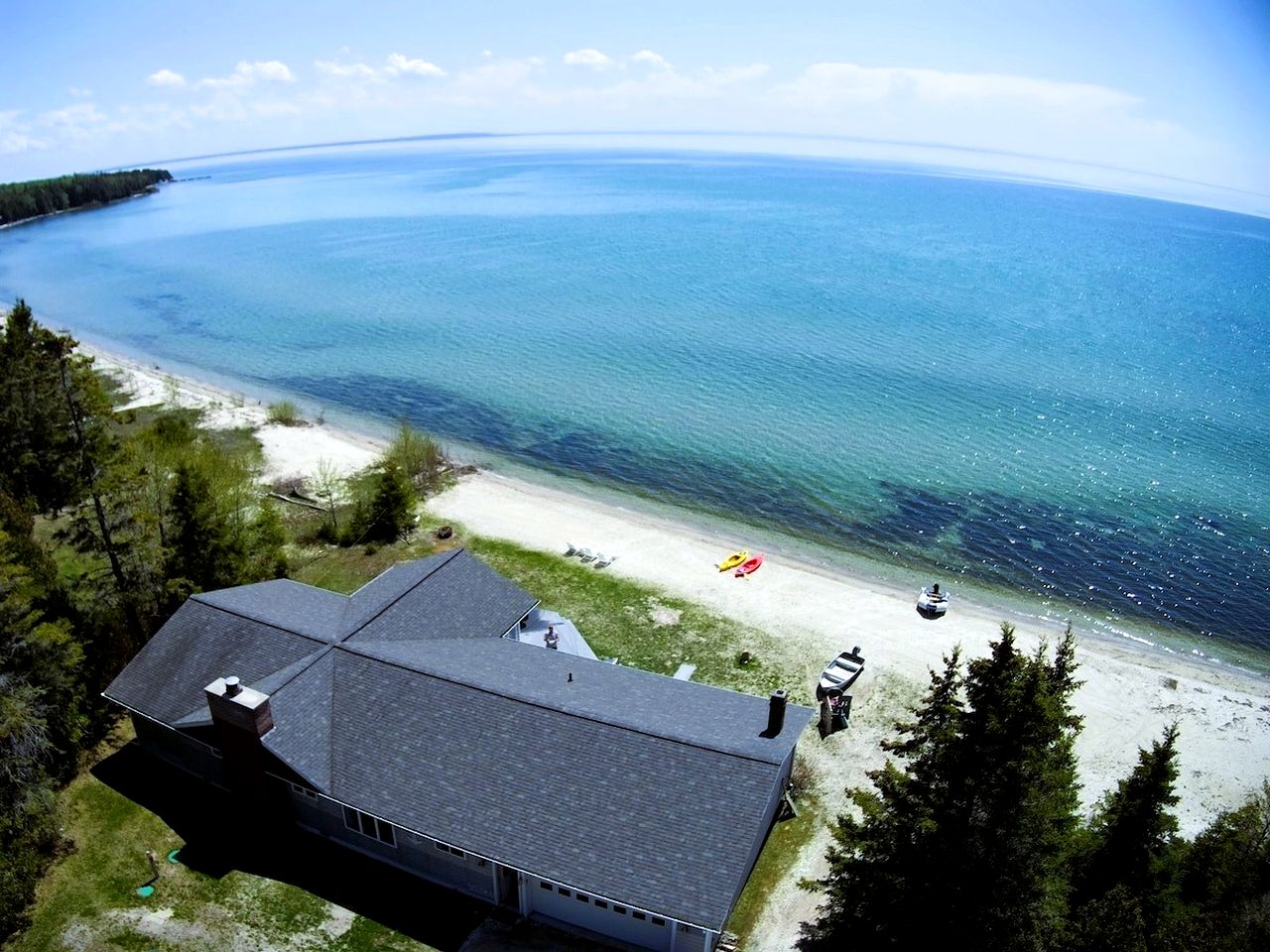 Beautiful Lakefront Cottage with Fire Pit in St. Ignace, Michigan