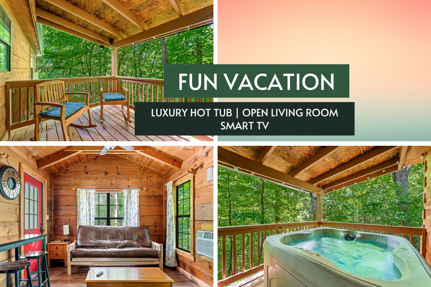 Beautiful Rustic Cabin with Jacuzzi, Covered Porch and Mountain Views in Sevierville, Tennessee