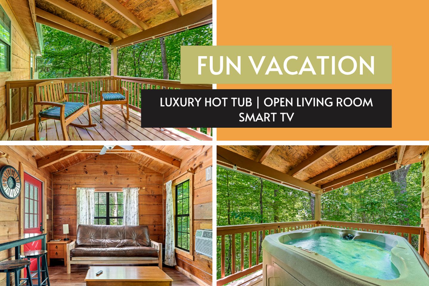 Beautiful Rustic Cabin with Jacuzzi, Covered Porch and Mountain Views in Sevierville, Tennessee
