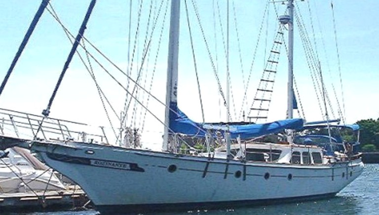 Sailboat for rent in the Boston Marina.