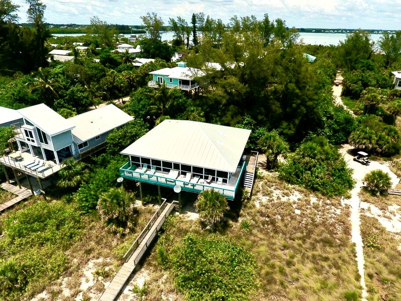 Spacious Beachfront House with Panoramic Gulf Views on Little Gasparilla Island, Florida