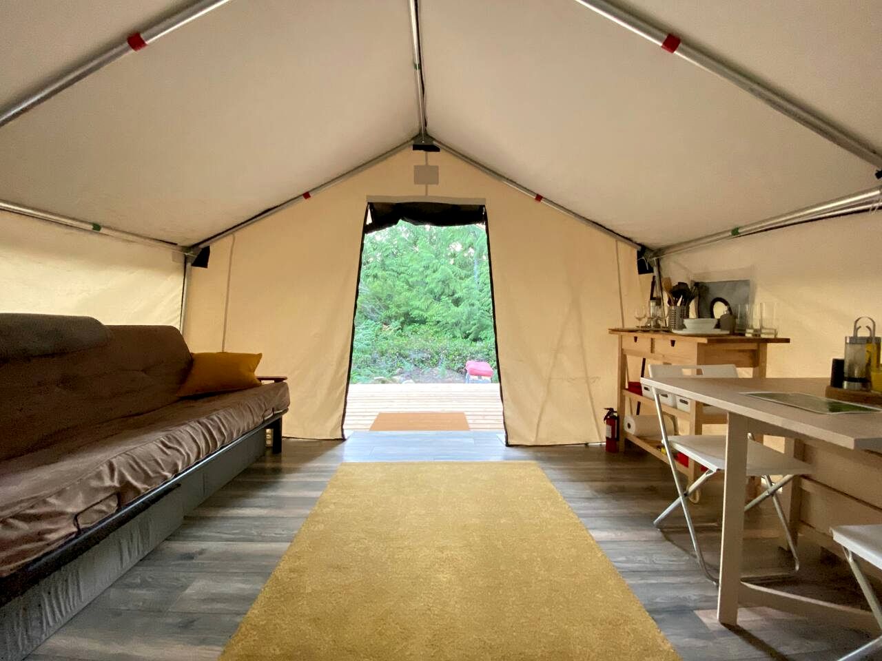Big Glamping Tent Nestled in Nature on Large Deck, Halfmoon Bay, British Columbia