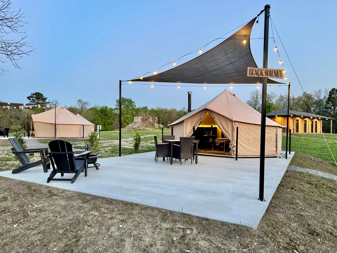 Incredible Bell Tent with Fire Pit on Private Patio for a Cozy Glamping Escape in Tahlequah, Oklahoma