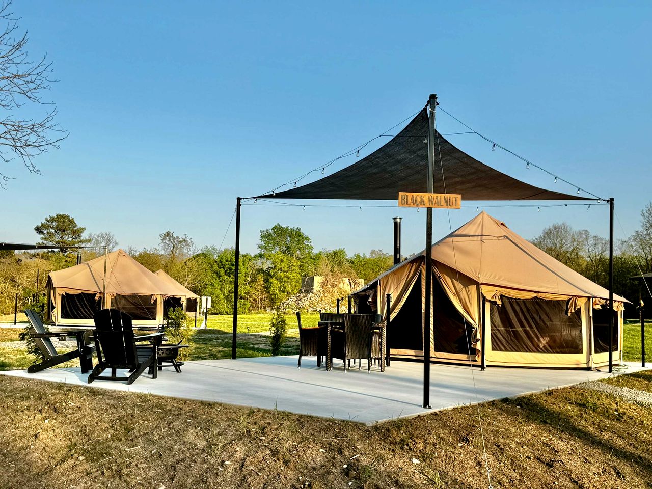 Incredible Bell Tent with Fire Pit on Private Patio for a Cozy Glamping Escape in Tahlequah, Oklahoma