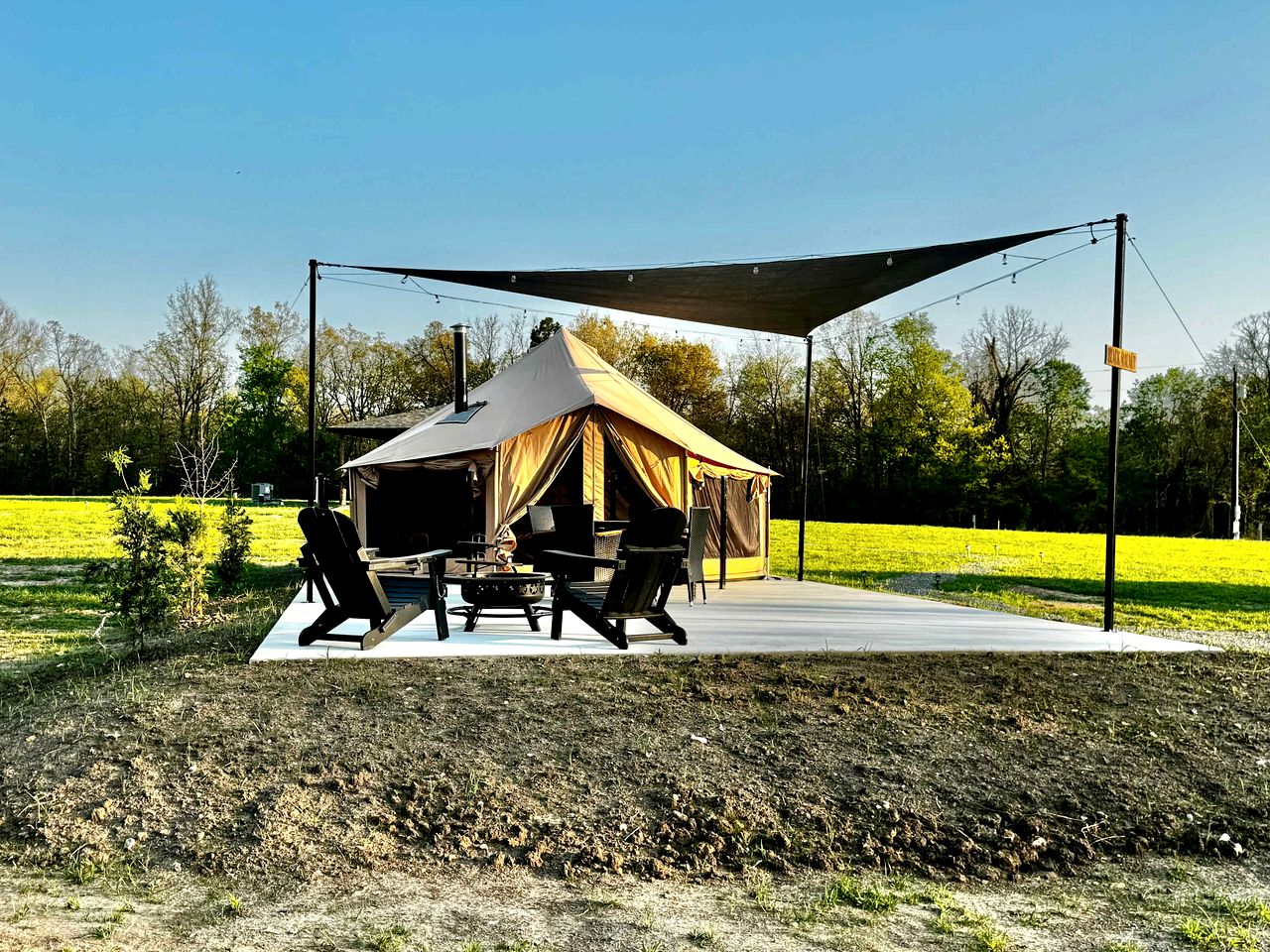 Incredible Bell Tent with Fire Pit on Private Patio for a Cozy Glamping Escape in Tahlequah, Oklahoma