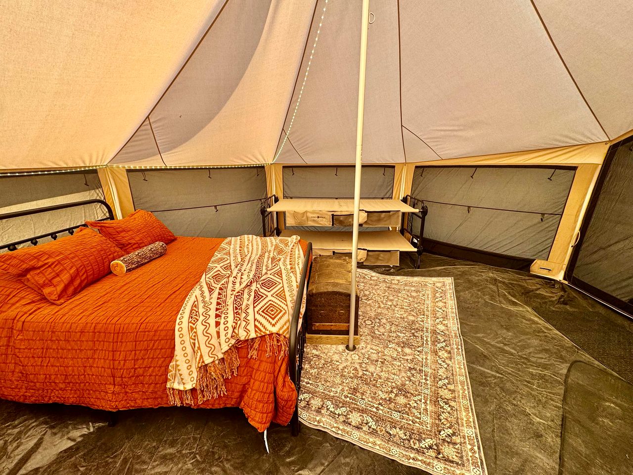Incredible Bell Tent with Fire Pit on Private Patio for a Cozy Glamping Escape in Tahlequah, Oklahoma
