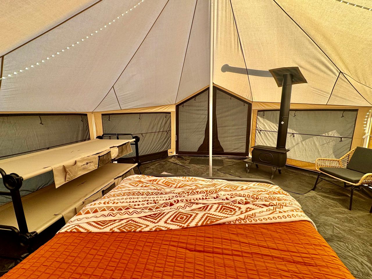 Incredible Bell Tent with Fire Pit on Private Patio for a Cozy Glamping Escape in Tahlequah, Oklahoma