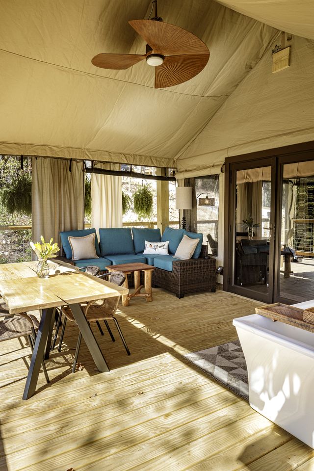 Luxury Tree Tent with Soaking Tub & Pizza Oven Near Waterfalls, Zirconia, North Carolina