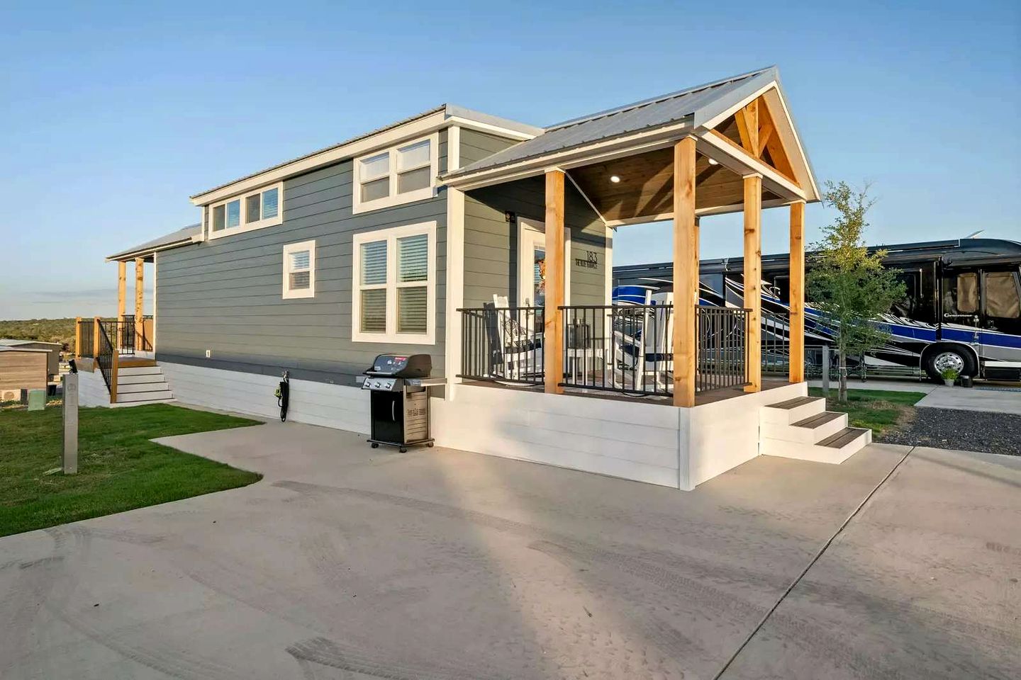 Charming Tiny Home with Private Resort Amenities, Fire Pit, and Hill Country Views Near Fredericksburg, TX