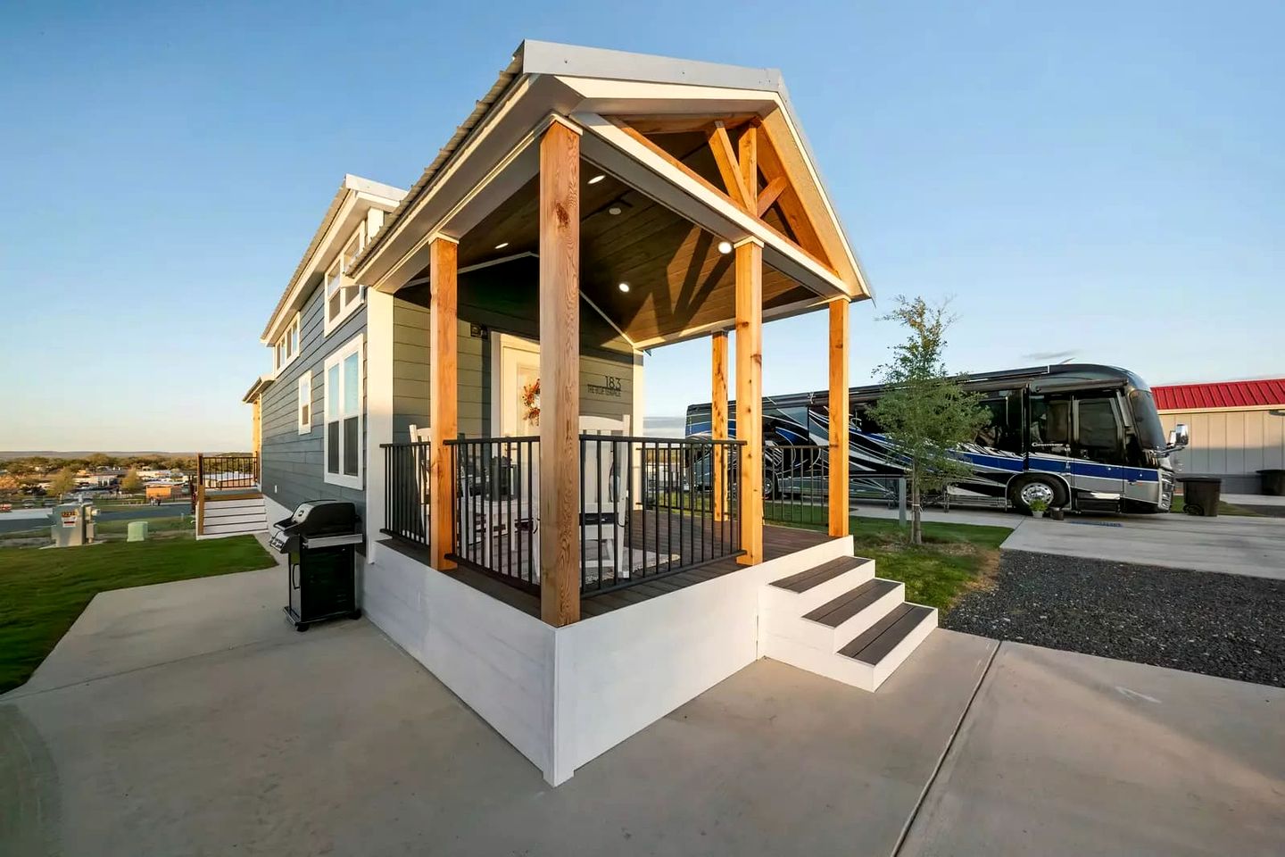 Charming Tiny Home with Private Resort Amenities, Fire Pit, and Hill Country Views Near Fredericksburg, TX