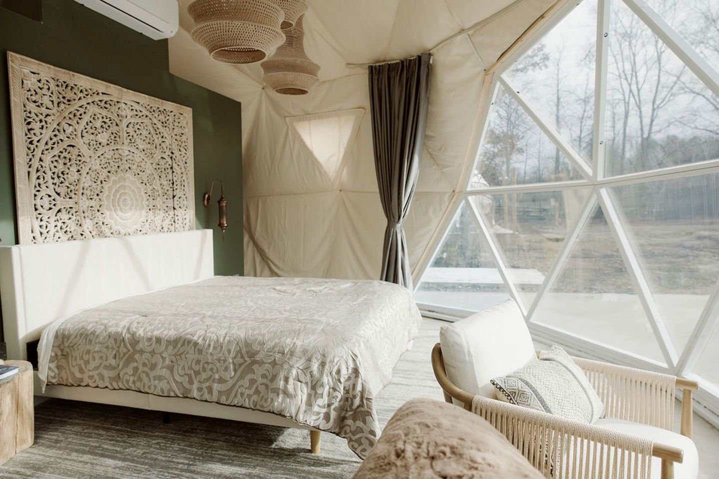 Peaceful Boho Dome Escape with Open Field Views in Ontario, Canada