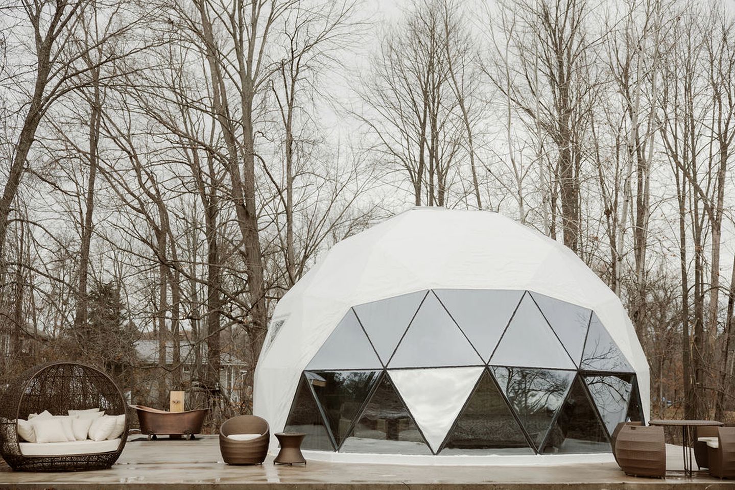 Peaceful Boho Dome Escape with Open Field Views in Ontario, Canada