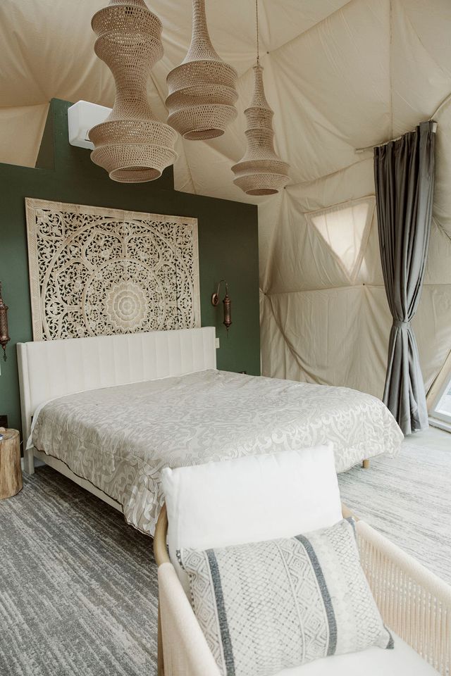 Luxury Glamping Dome with Fire Pit and Open Field Views in Ontario, Canada