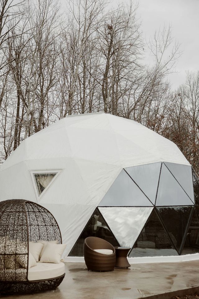 Luxury Glamping Dome with Fire Pit and Open Field Views in Ontario, Canada