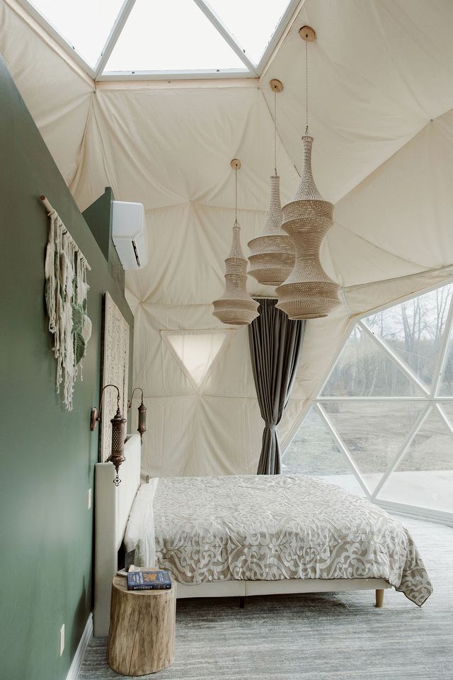 Luxury Glamping Dome with Fire Pit and Open Field Views in Ontario, Canada