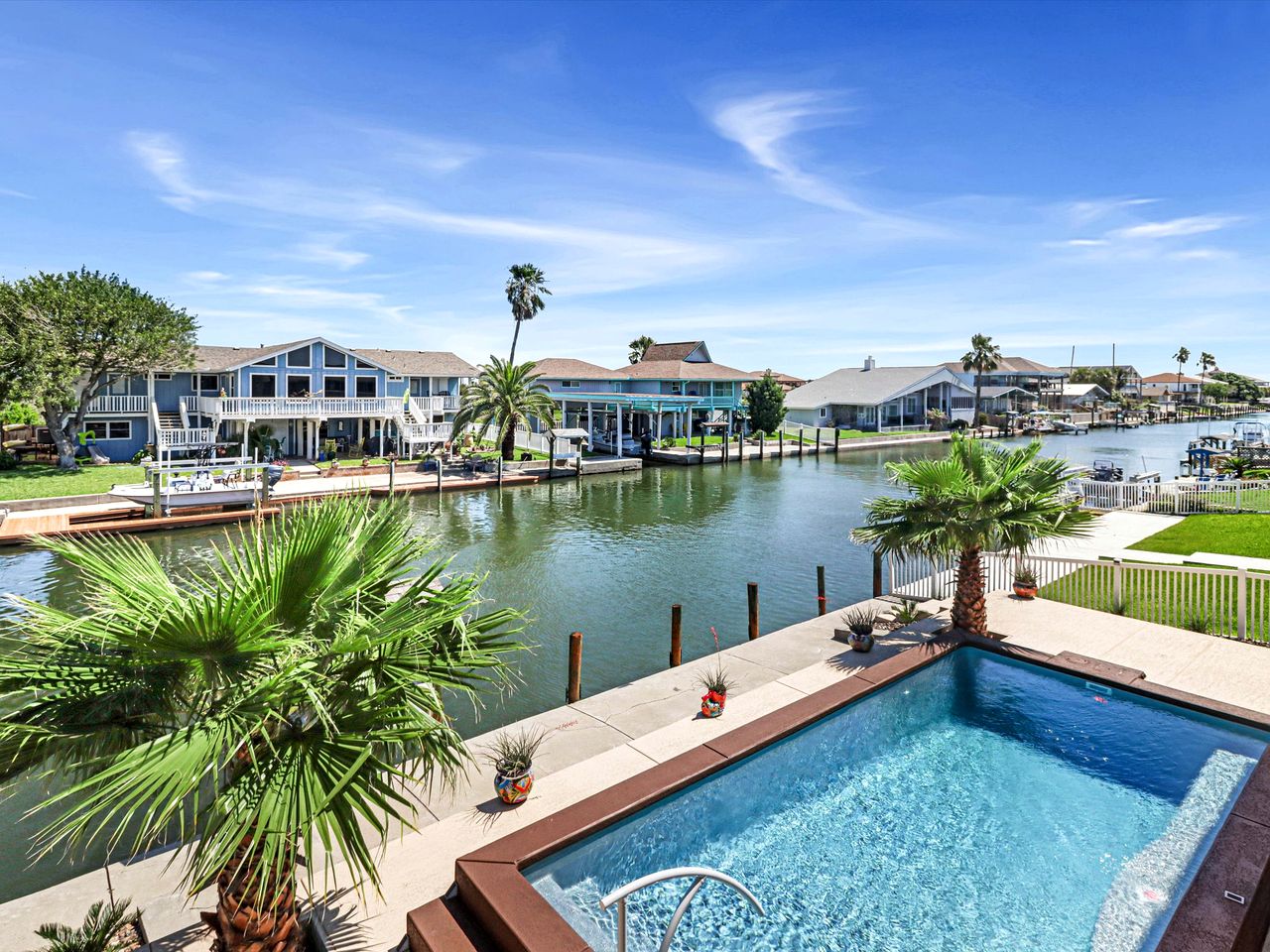 Spacious Waterfront Vacation Home with Private Pool and Dock near Rockport, Texas