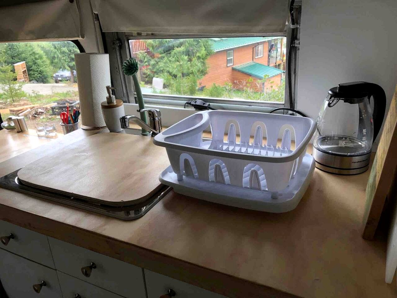 Bright Converted Bus with Woodstove & Ocean View on the Sunshine Coast, British Columbia