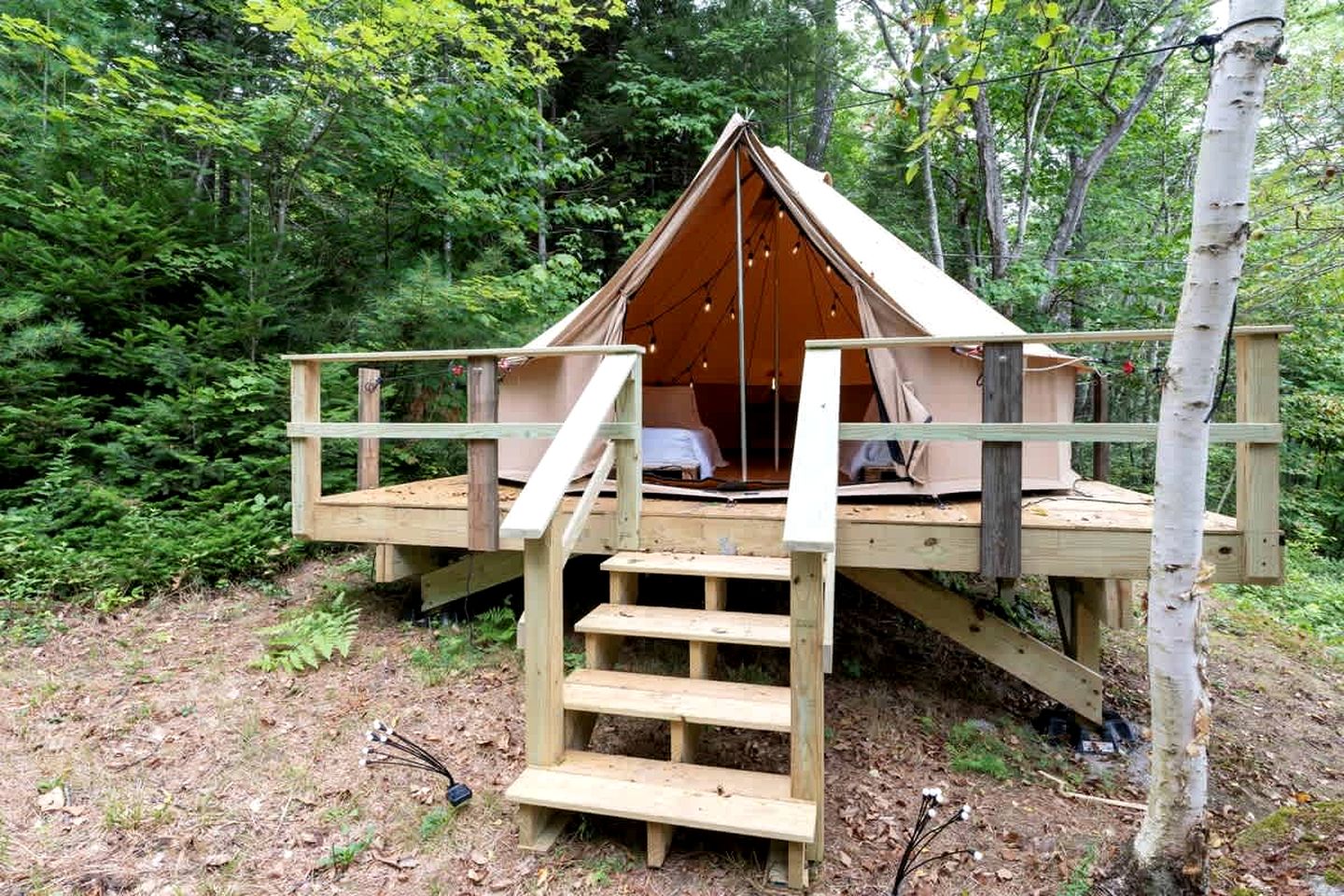Incredible Cabin and Cozy Bell Tent by the Lake for a Unique Family Glamping Experience in Eastbrook, Maine