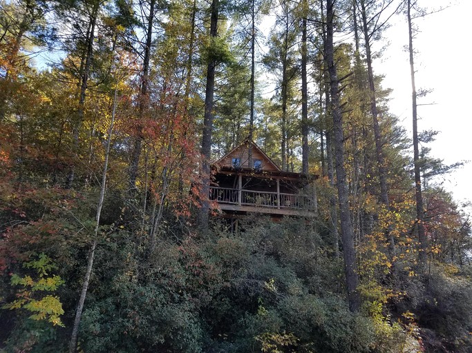 Secluded Tree House Cabin with a Beautiful View of the Tallulah River, Perfect for a Relaxing Weekend in the Woods