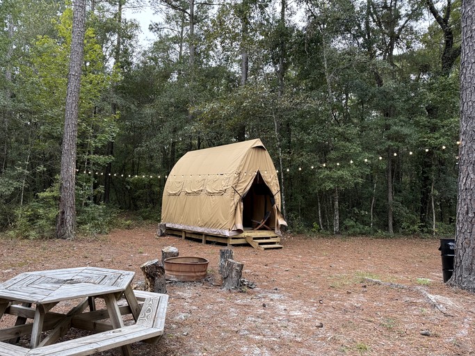 Cozy Luxury Canvas Cabin with Private Fire Pit and Outdoor Grill Near Branchville, South Carolina