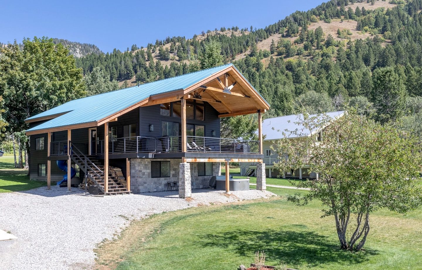 Spacious Mountain-View Retreat with Deck Slide & Jacuzzi near Outdoor Trails in Lincoln, Wyoming