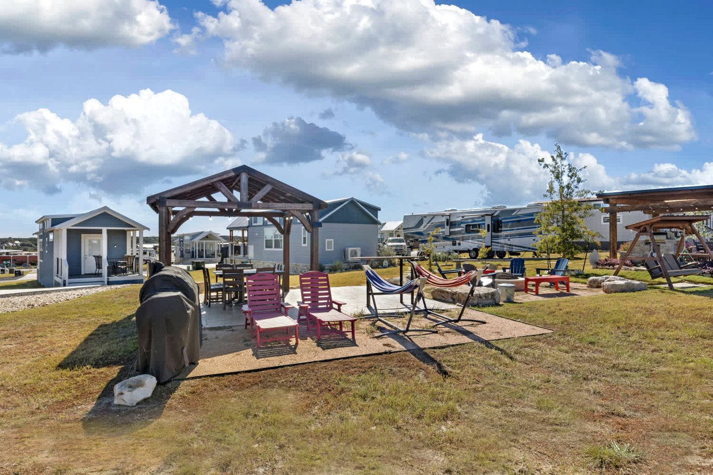 Spacious and Inviting Tiny Home Retreat with Resort-Style Pool and Amenities Near Fredericksburg, TX