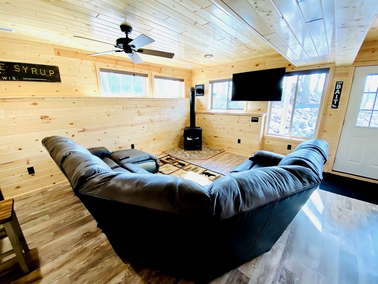 Group Lake Cabin with Ping Pong Table Loaded with Kayaks in Wisconsin