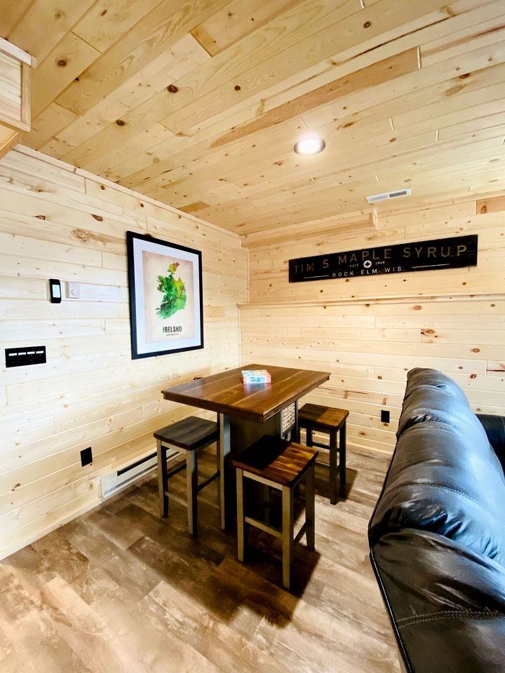 Group Lake Cabin with Ping Pong Table Loaded with Kayaks in Wisconsin