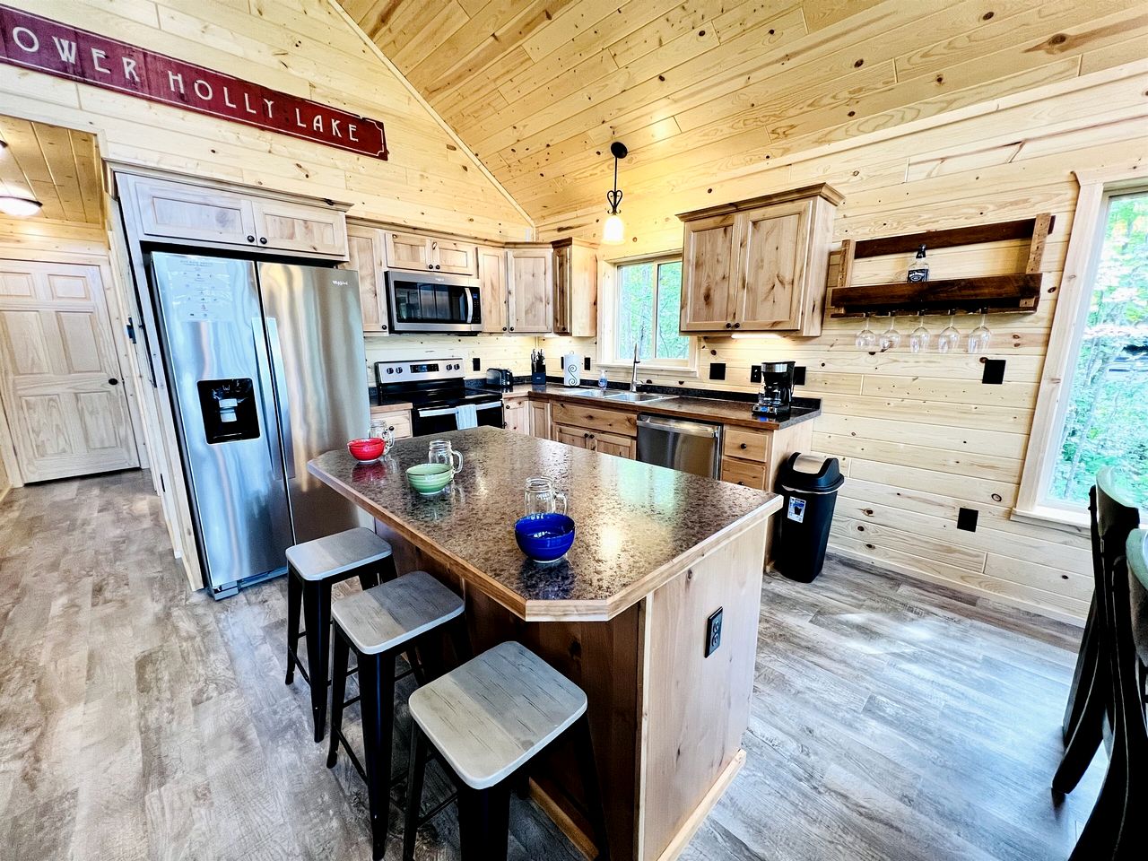 Group Lake Cabin with Ping Pong Table Loaded with Kayaks in Wisconsin