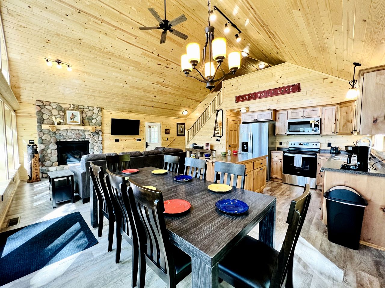 Group Lake Cabin with Ping Pong Table Loaded with Kayaks in Wisconsin