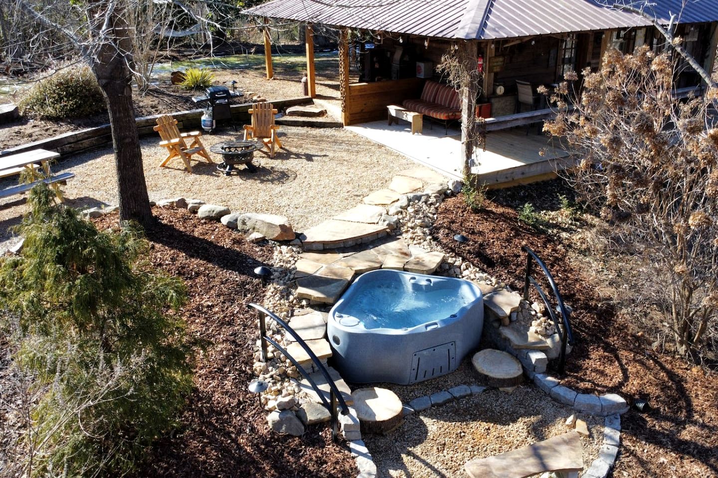 Historic Restored Tobacco Barn Retreat with Private Hot Tub near Pilot Mountain in Tobaccoville, North Carolina