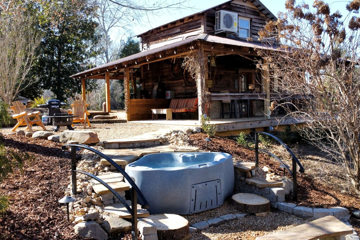 Historic Restored Tobacco Barn Retreat with Private Hot Tub near Pilot Mountain in Tobaccoville, North Carolina