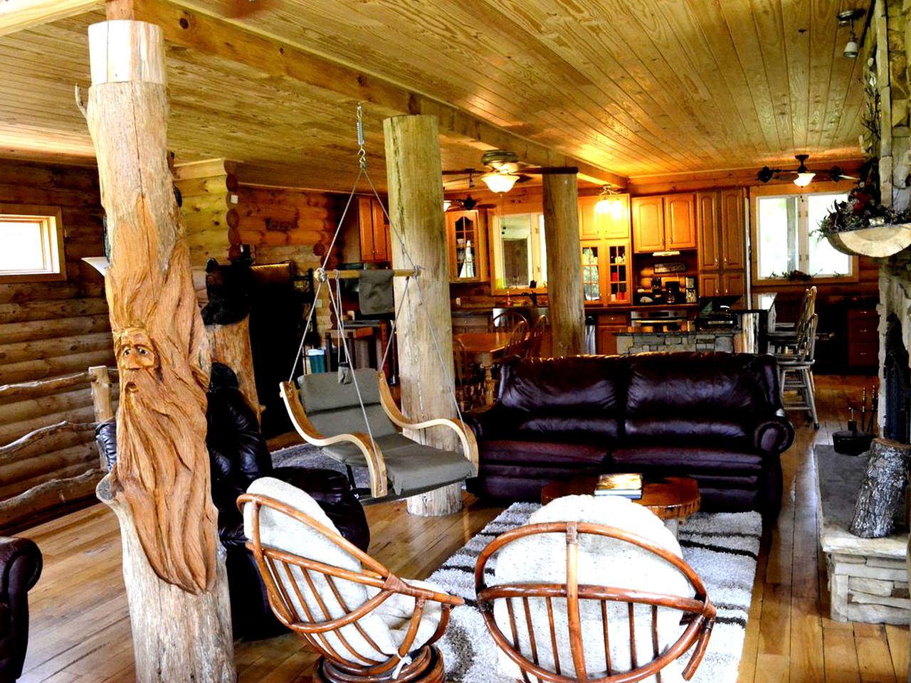 Stately Log Cabin with a Pool for a Group Getaway near Chickamauga, Georgia