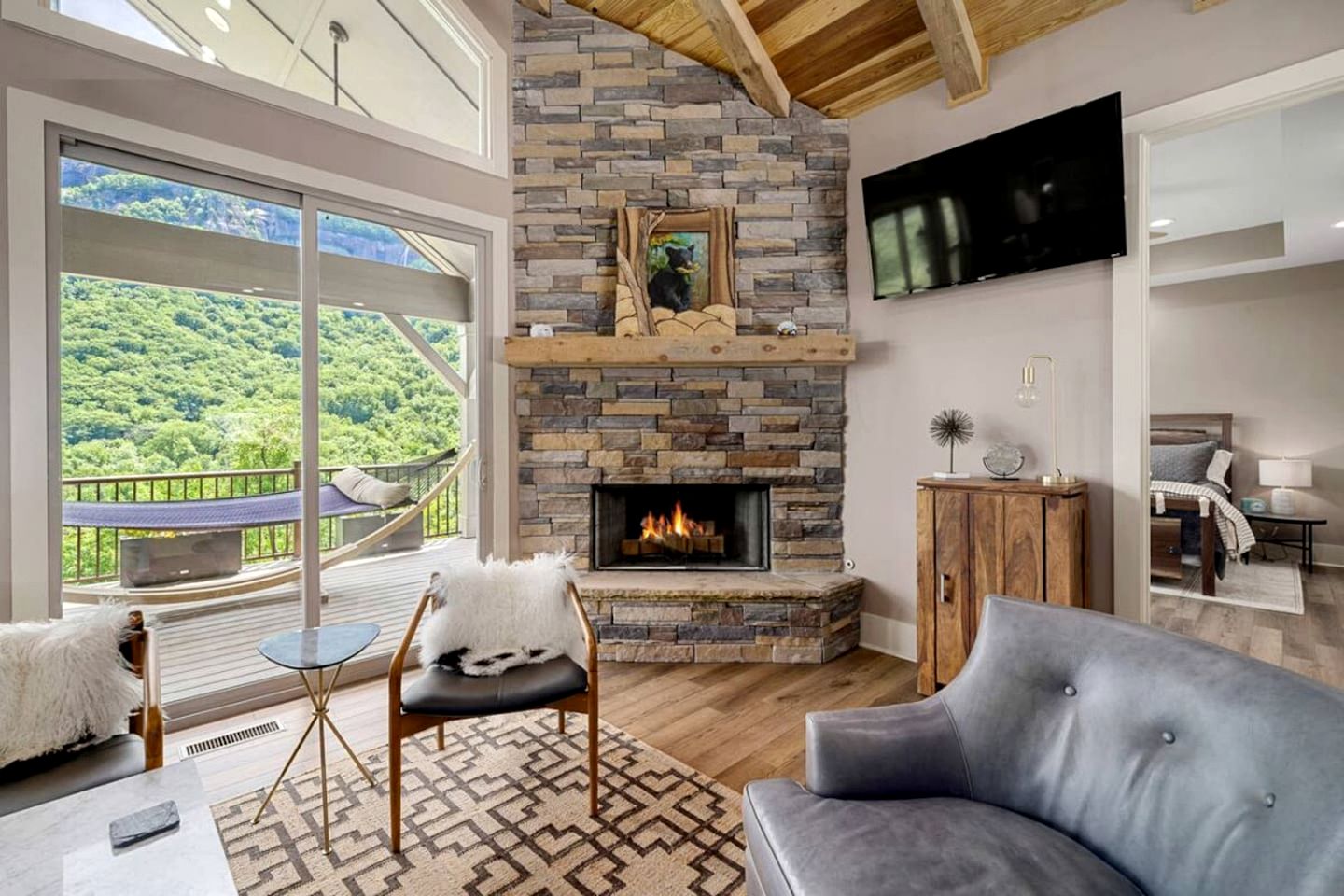 Mountain Hideaway with Waterfall Views & Relaxing Hammocks in Chimney Rock, North Carolina