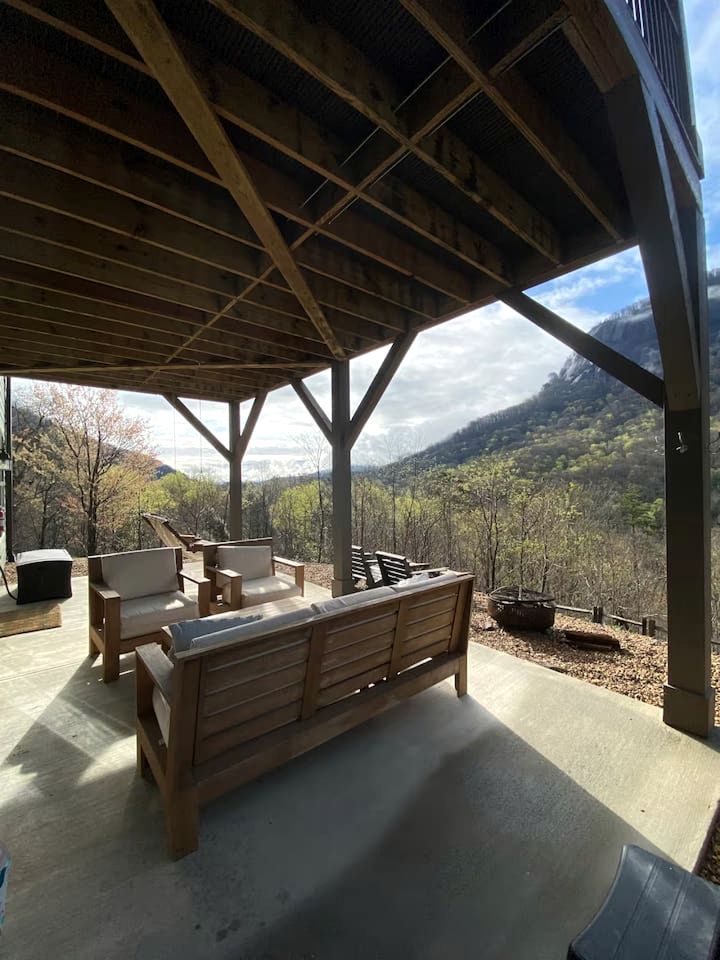 Mountain Hideaway with Waterfall Views & Relaxing Hammocks in Chimney Rock, North Carolina