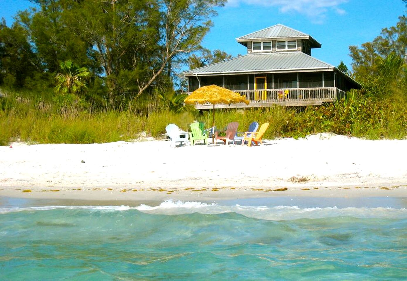 Secluded Beachfront Island Home with Hammocks and Tiki Hut on Little Gasparilla Island, Florida