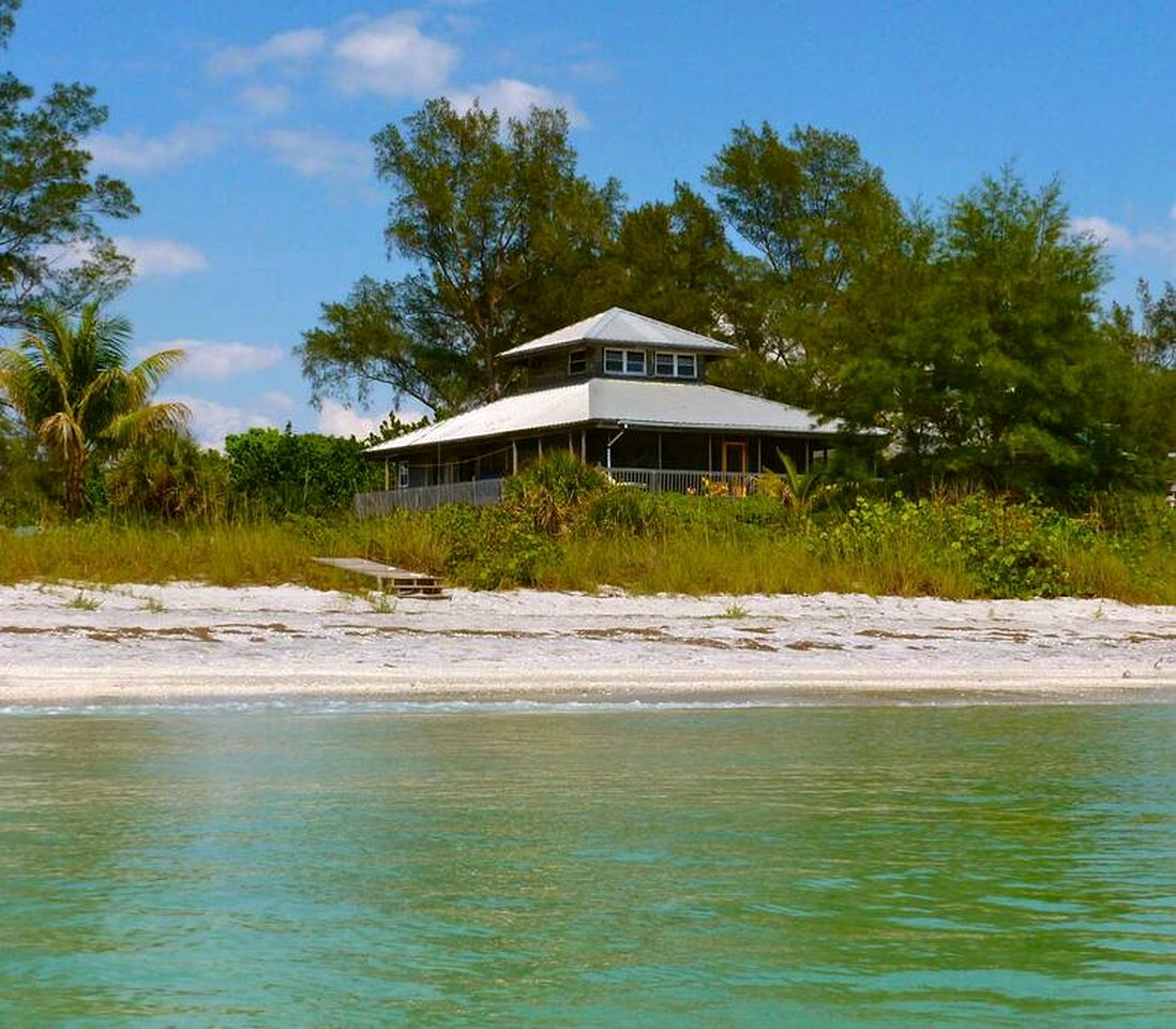 Secluded Beachfront Island Home with Hammocks and Tiki Hut on Little Gasparilla Island, Florida