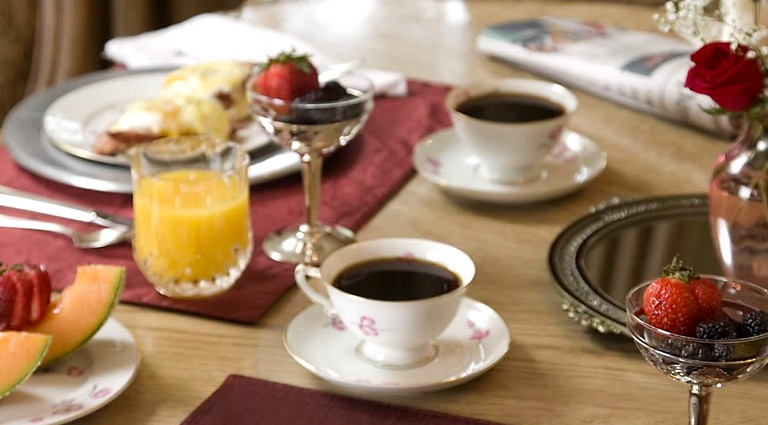 Close up of breakfast offered to guests at a bed and breakfast near Busch Gardens, VA.