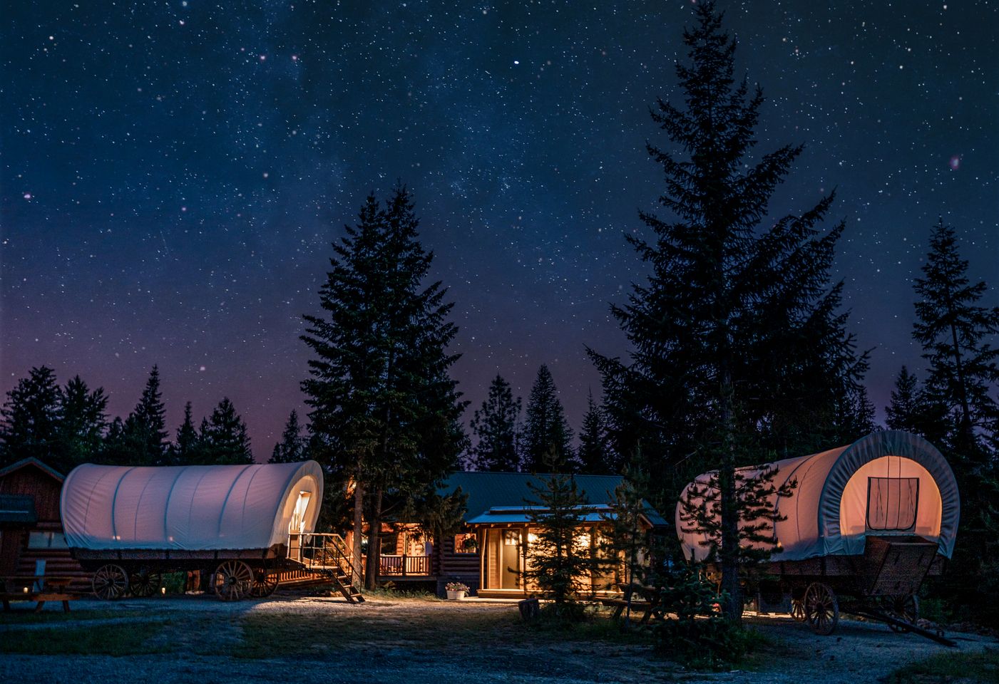 Unique Conestoga Glamping Wagon with King Bed & Private Bath | Bonners Ferry, Idaho Retreat