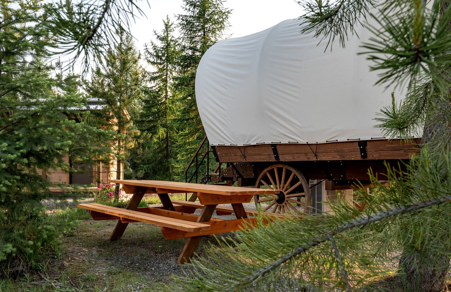 Unique Conestoga Glamping Wagon with King Bed & Private Bath | Bonners Ferry, Idaho Retreat