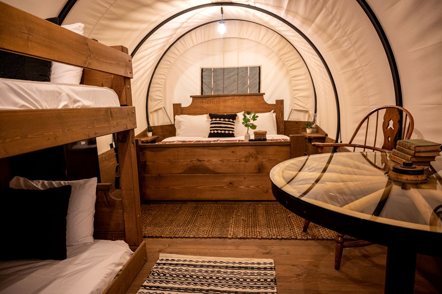 Unique Conestoga Glamping Wagon with King Bed & Private Bath | Bonners Ferry, Idaho Retreat