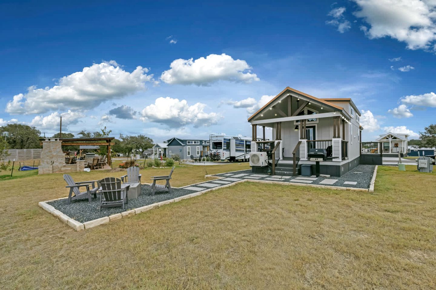 Modern Tiny Home with Pool and Dog Park Near Fredericksburg, TX