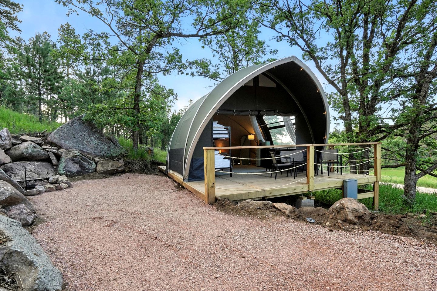 Secluded Glamping Retreat with Forest Views Near Mount Rushmore in the Black Hills, South Dakota