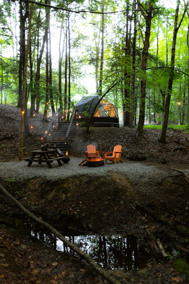 Romantic Luxury Glamping Dome with Forest Views near Desert of Maine in Freeport, ME