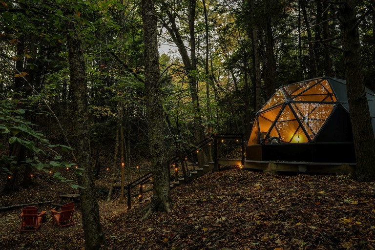 Secluded Glamping Dome with Panoramic Forest Views near Desert of Maine in Freeport, Maine
