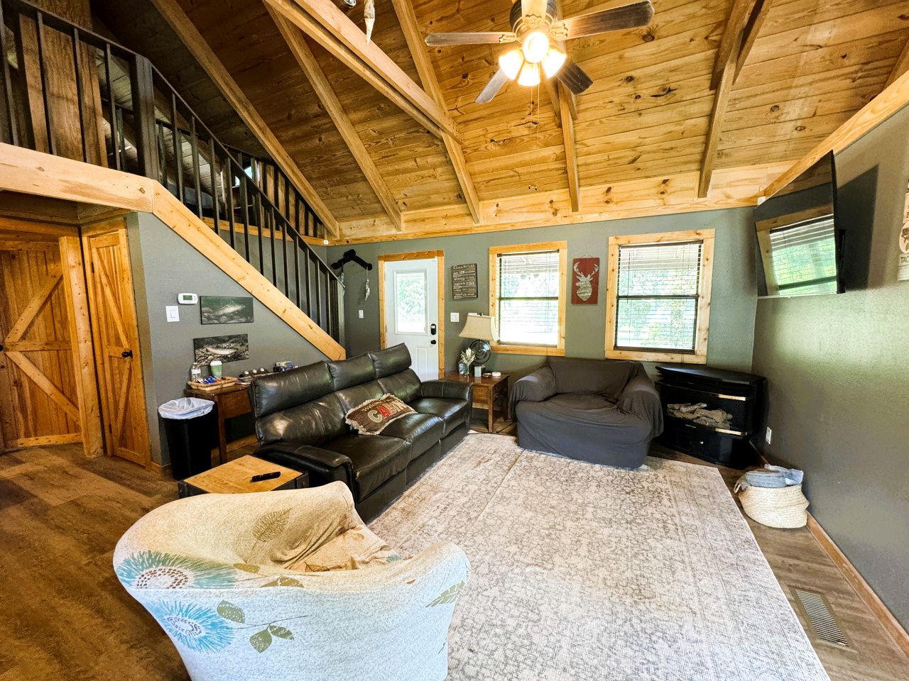 Creek Cabin with Fire Pit Loaded with Kayaks in Arkansas